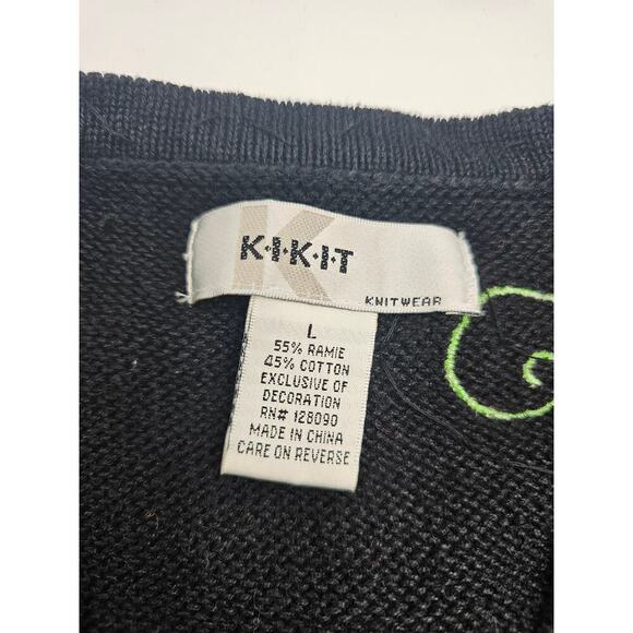 Vintage Kikit Knitwear Women's L Black and Red Cardinal Knit Sweater Vest - Picture 3 of 6